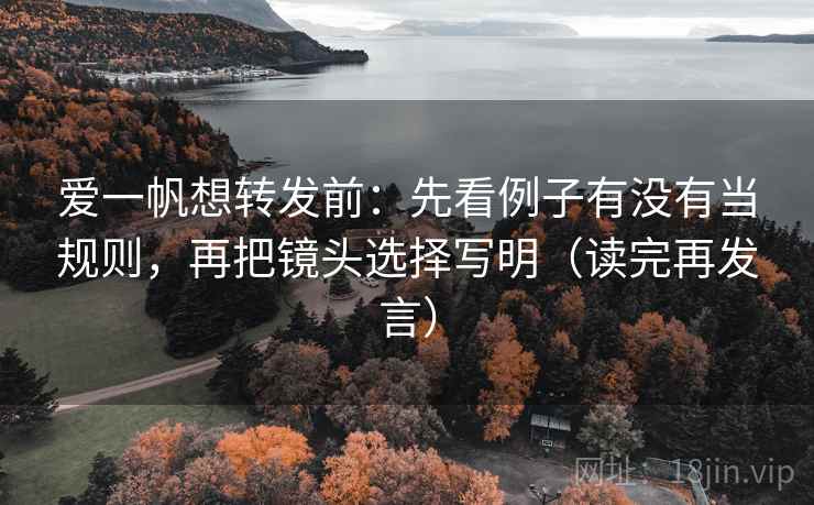 爱一帆想转发前:先看例子有没有当规则,再把镜头选择写明(读完再发言) 爱一帆想转发前:先看例子有没有当规则,再把镜头选择写明(读完再发言)
